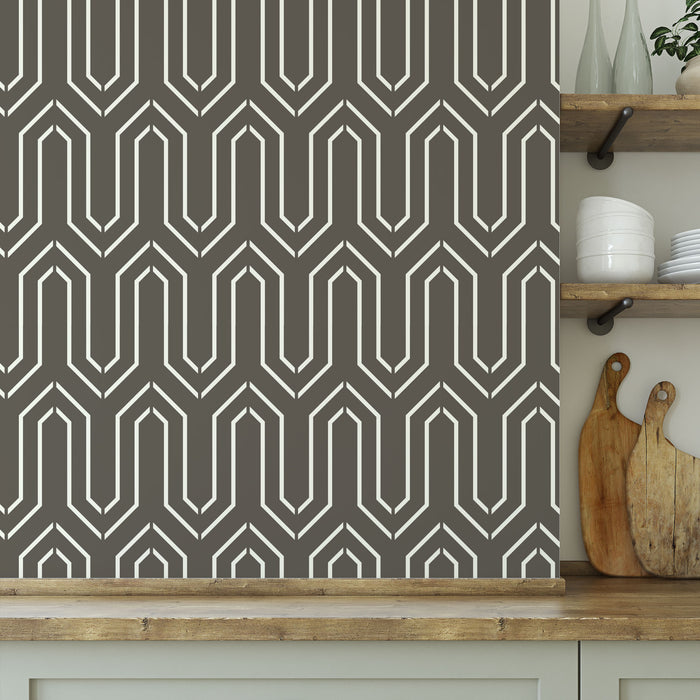 Geometric Hex Lines Pattern Wall Stencil