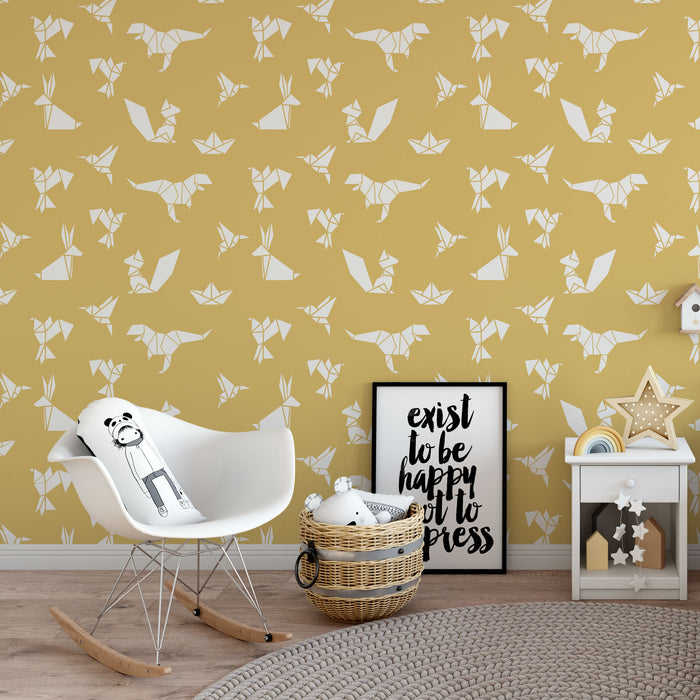 Geometric Origami Animals Pattern Wall Stencil