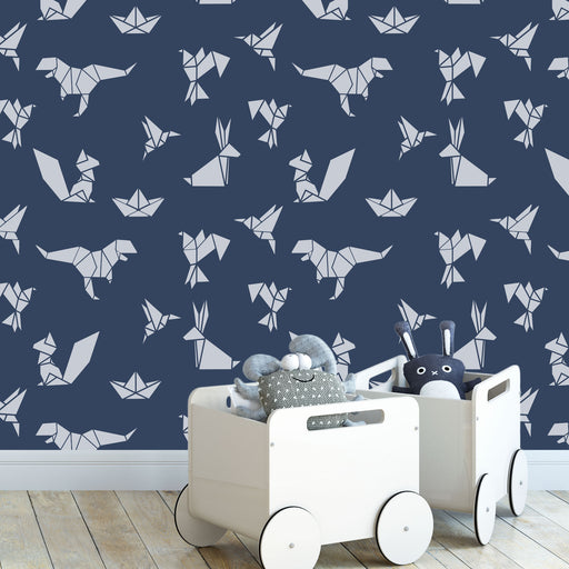 Geometric Origami Animals Pattern Wall Stencil