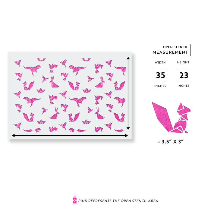 Geometric Origami Animals Pattern Wall Stencil