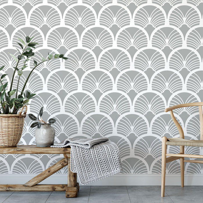 Geometric Sun Burst Pattern Wall Stencil