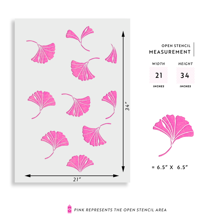 Ginkgo Pattern Wall Stencil