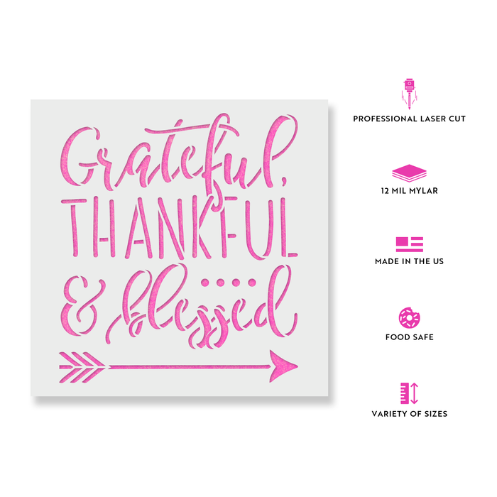 Grateful Thankful Blessed Stencil