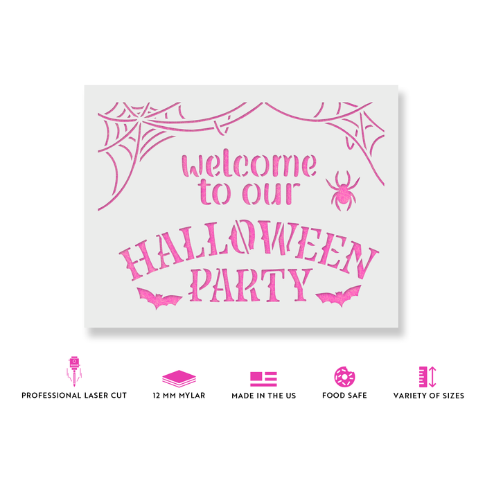 Halloween Party Welcome Sign Stencil