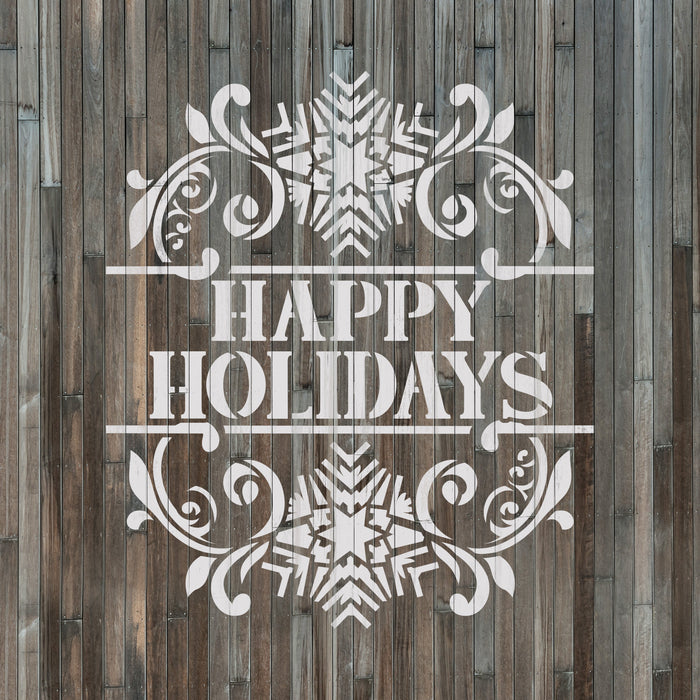 Happy Holidays Snowflake Sign Stencil