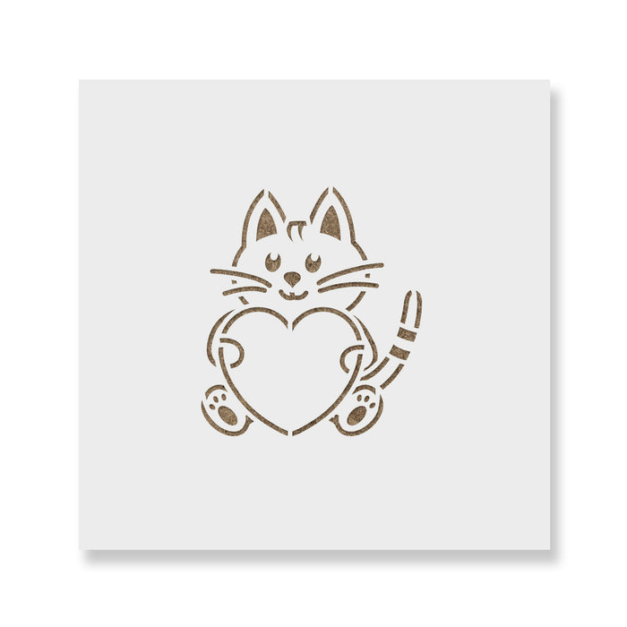 Heart Cat Cookie Stencil