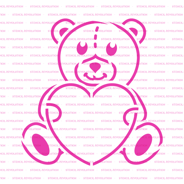 Heart Teddy Bear Cookie Stencil