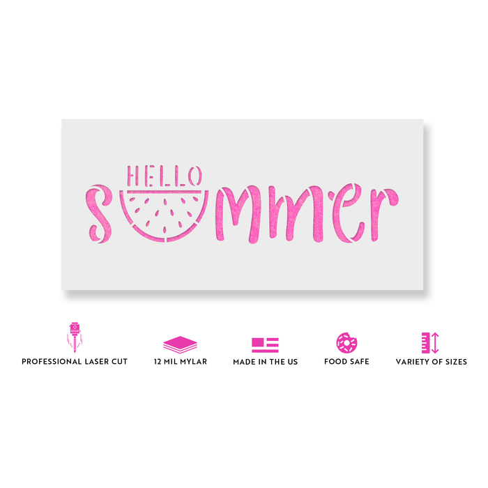 Hello Summer Watermelon Stencil