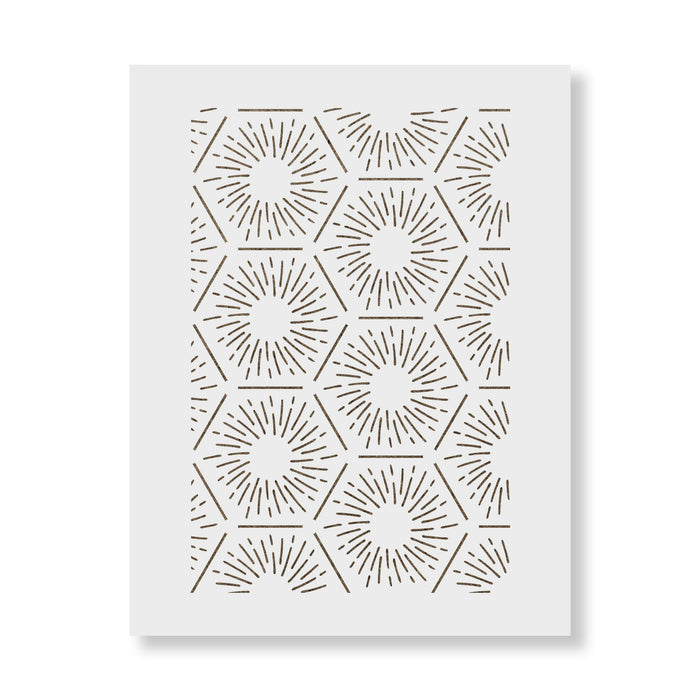 Hexagon Burst Pattern Wall Stencil