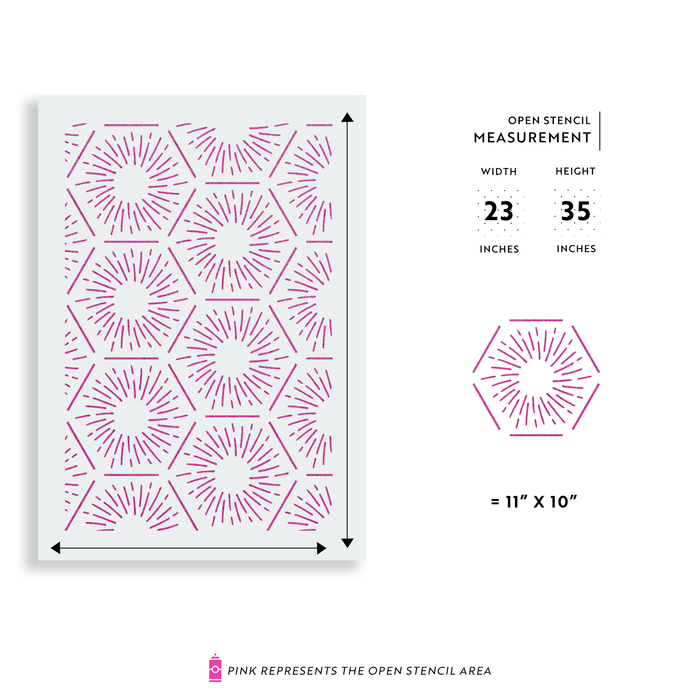 Hexagon Burst Pattern Wall Stencil