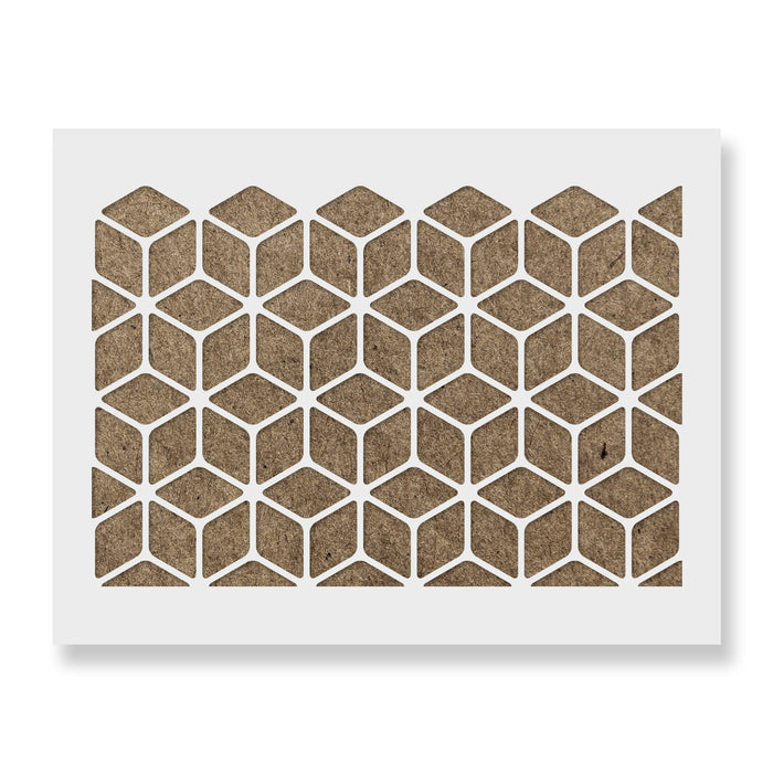 Hexagon Illusion Pattern Wall Stencil