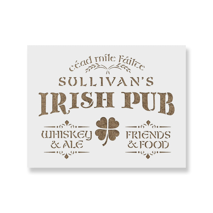 Irish Pub Whiskey Ale Friends Food Sign Stencil