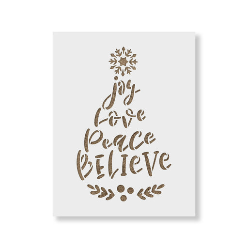 Joy Love Peace Believe Snowflake Laurel Stencil