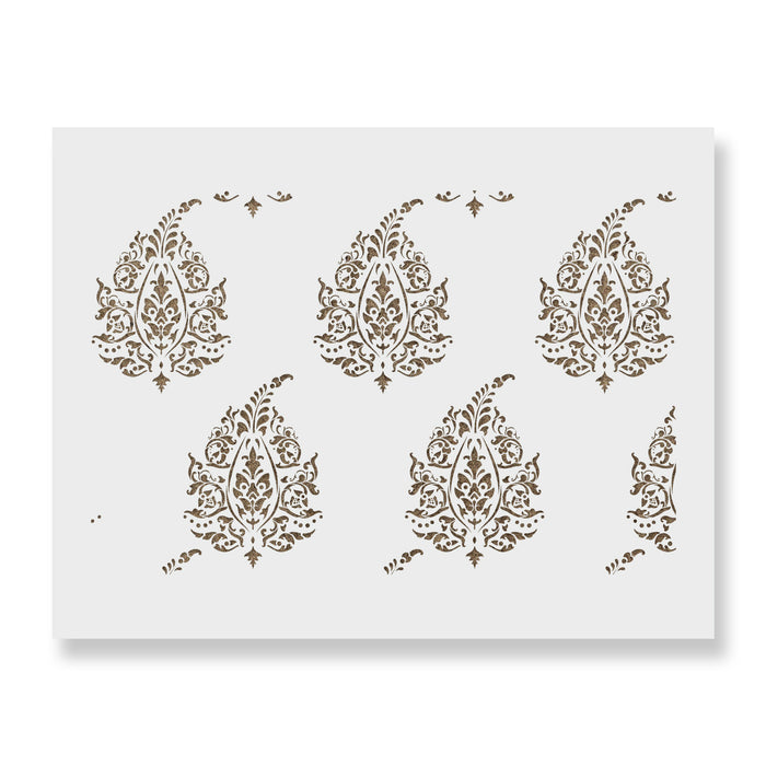 Kantha Paisley Pattern Wall Stencil