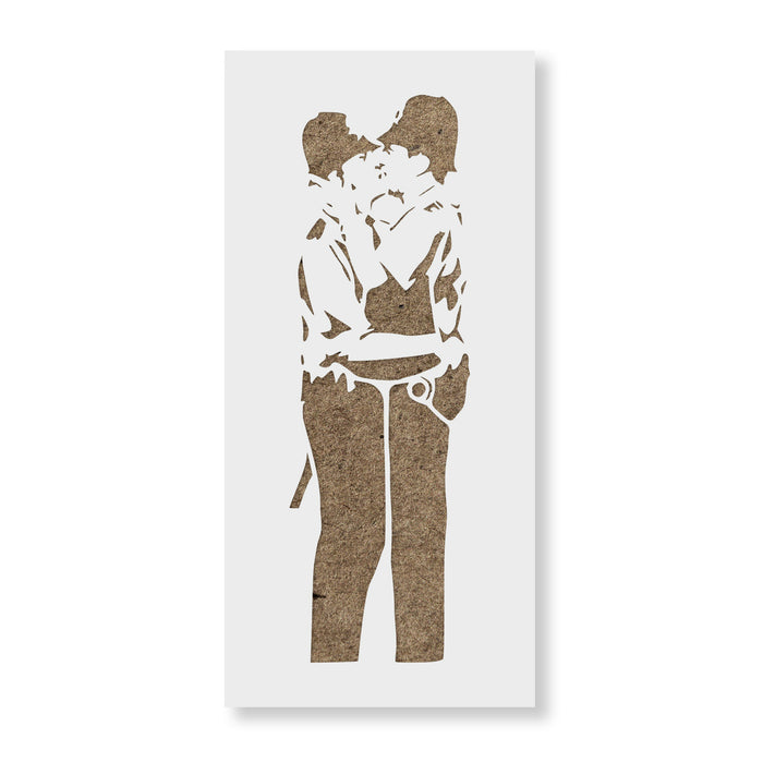 Kissing Police Banksy Stencil