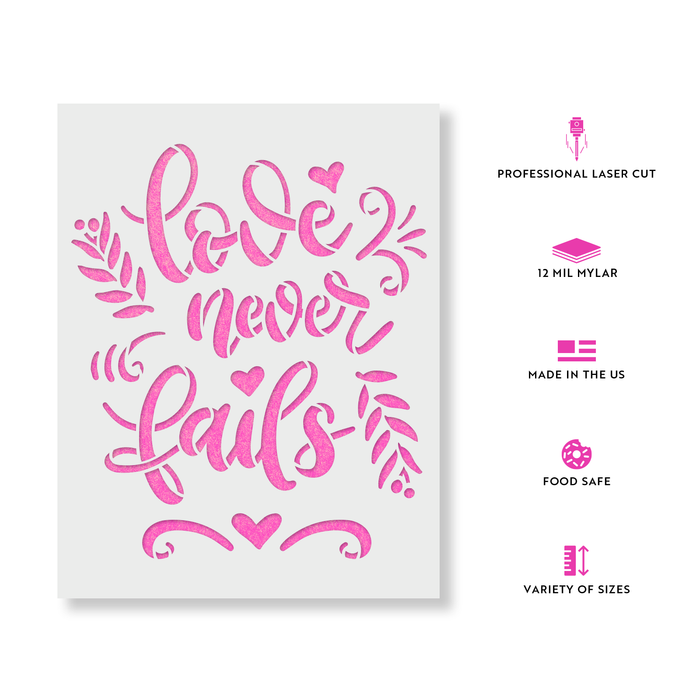 Love Never Fails Sign Stencil