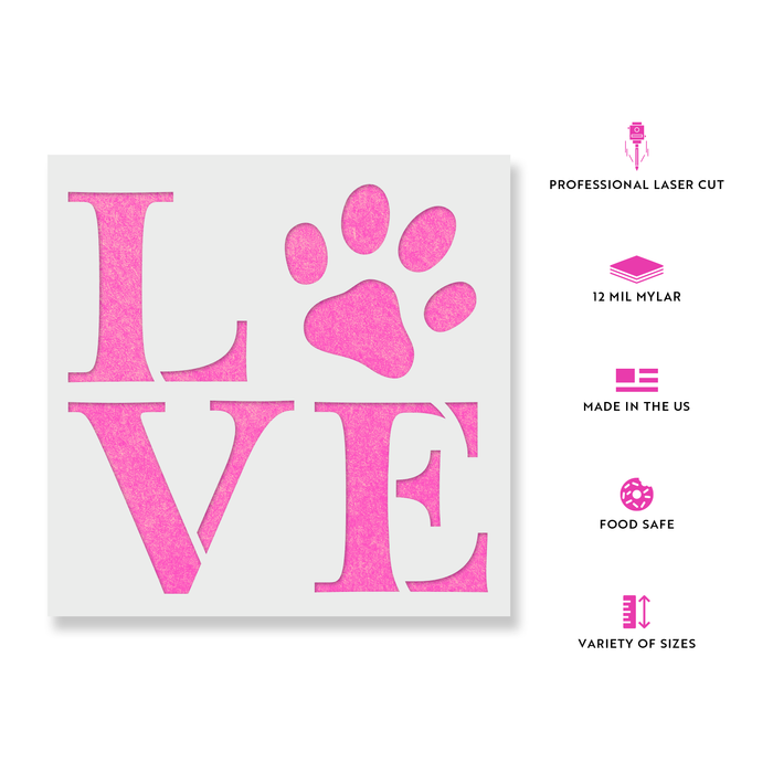 Love Paw Print Stencil