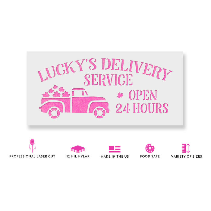 Lucky's Delivery Irish Shamrocks Sign Stencil