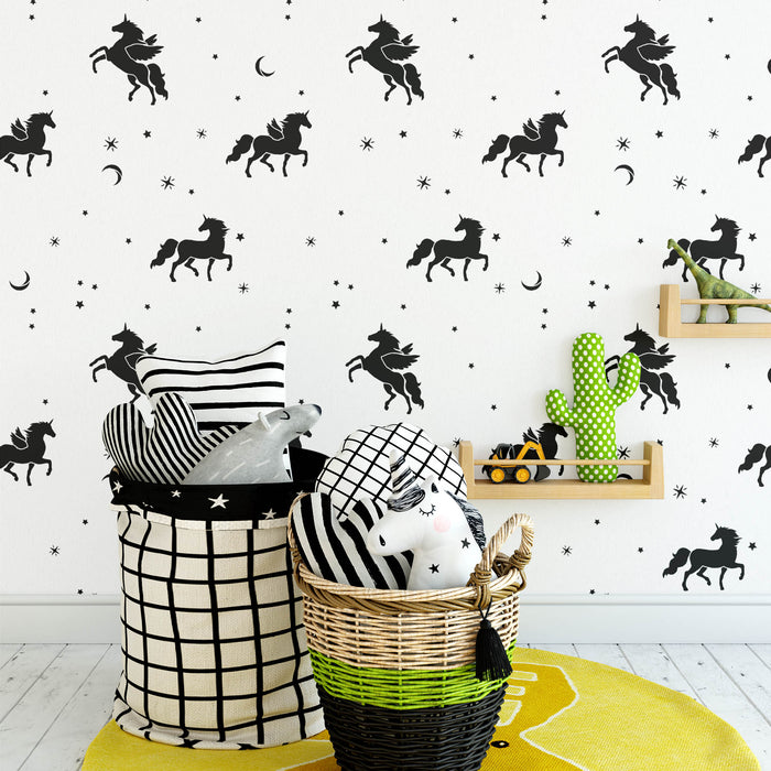 Magical Unicorn Pattern Wall Stencil