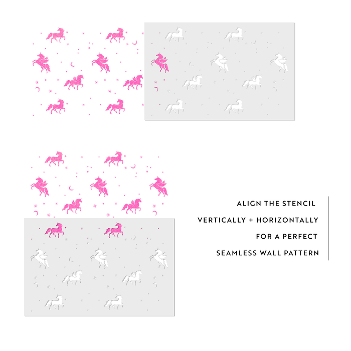 Magical Unicorn Pattern Wall Stencil