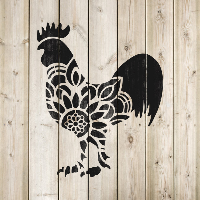 Mandala Rooster Stencil