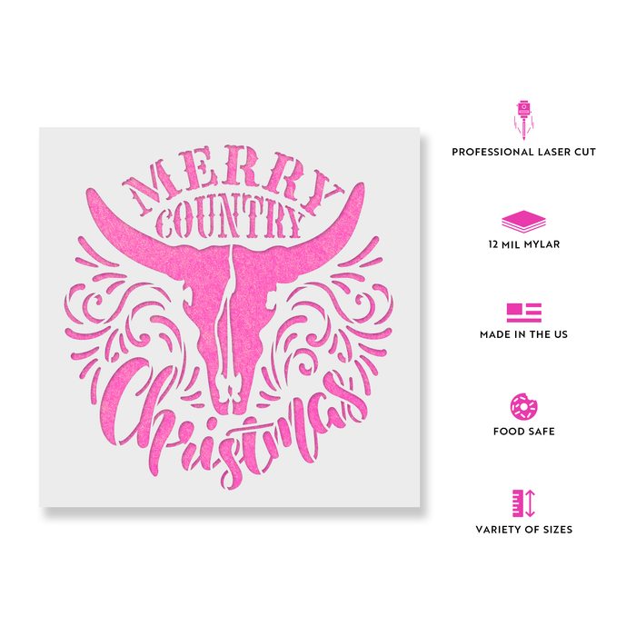 Merry Country Christmas Stencil