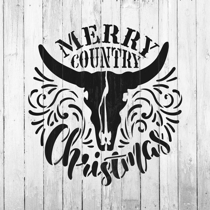 Merry Country Christmas Stencil