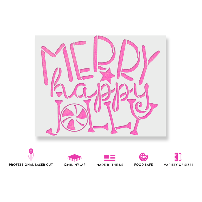 Merry Happy Jolly Christmas Stencil