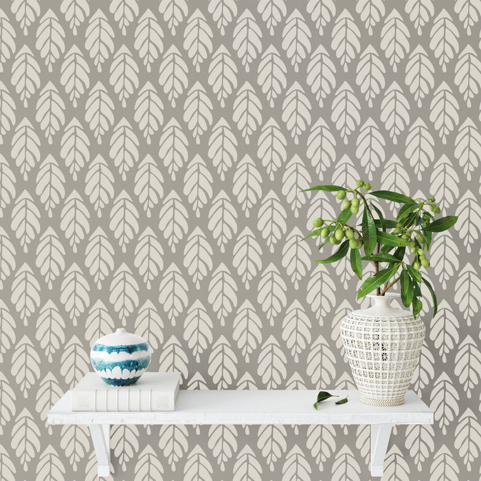 Modern Broadleaf Pattern Wall Stencil