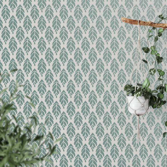 Modern Broadleaf Pattern Wall Stencil