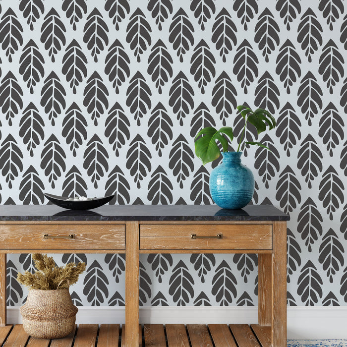 Modern Broadleaf Pattern Wall Stencil