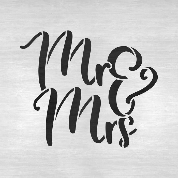 Mr and Mrs Script Stencil