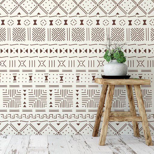 Mud Cloth Pattern Wall Stencil