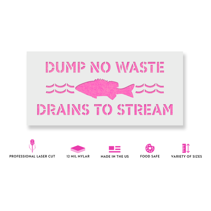 No Dumping Drains to Stream Stencil