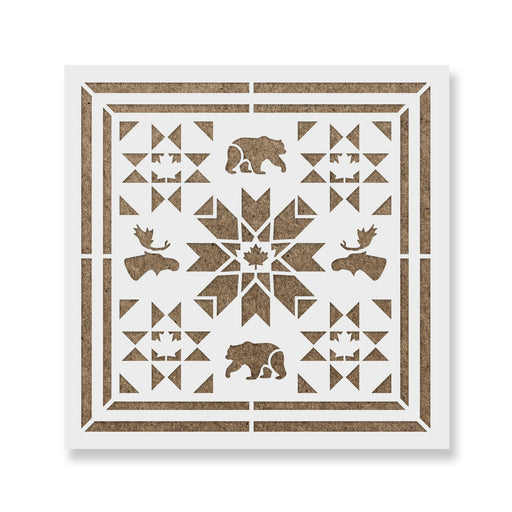 Oh Canada Barn Moose Bear Quilt Stencil