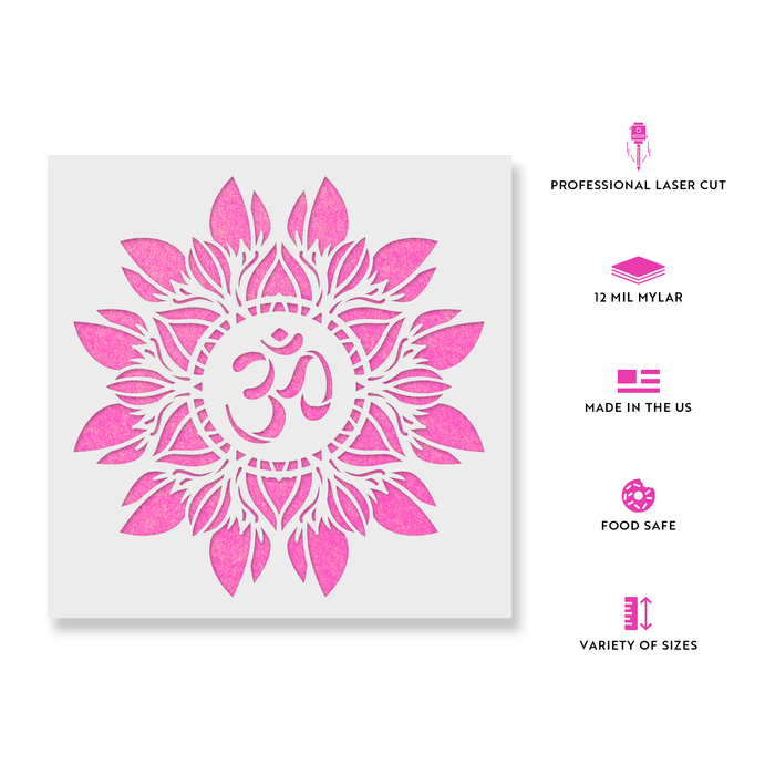 Om Flower Mandala Stencil