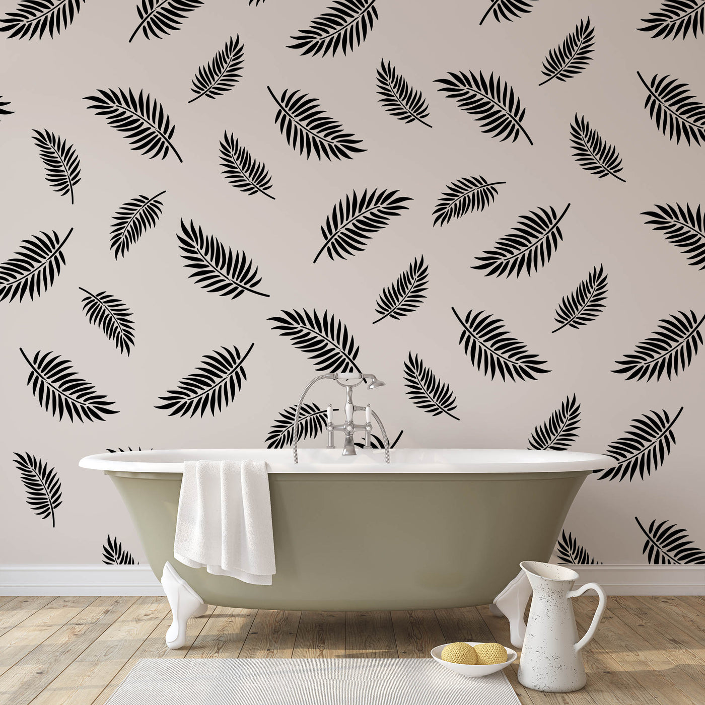 Palm Leaves Pattern Wall Stencils - Stencil Revolution