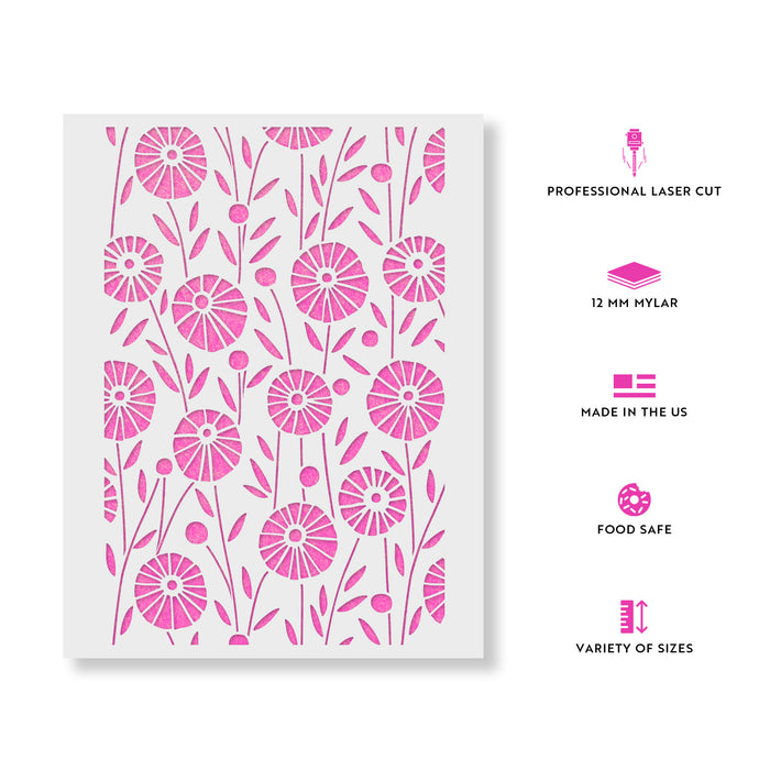 Posies Garden Pattern Wall Stencil