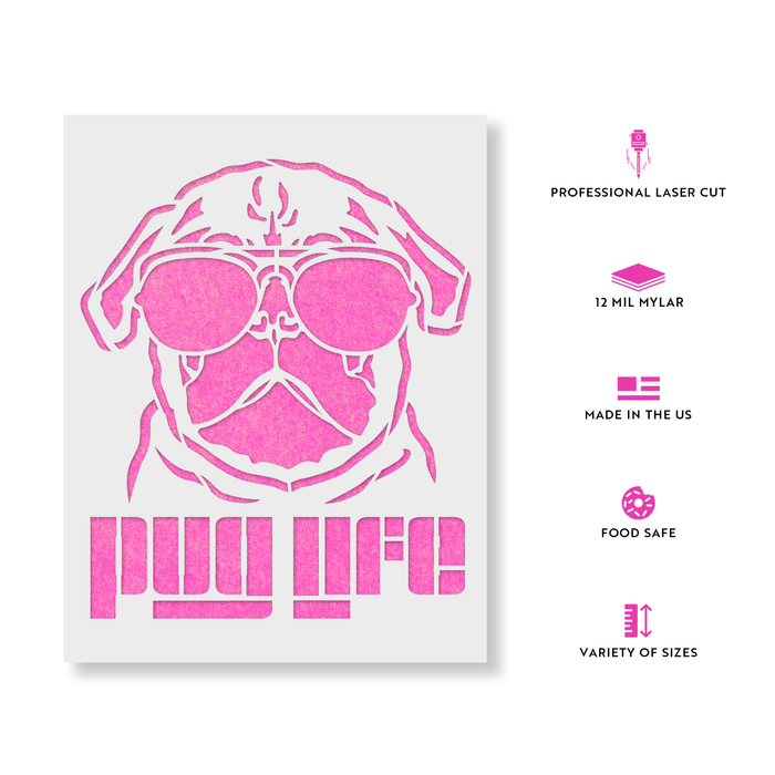 Pug Life Sunglasses Stencil