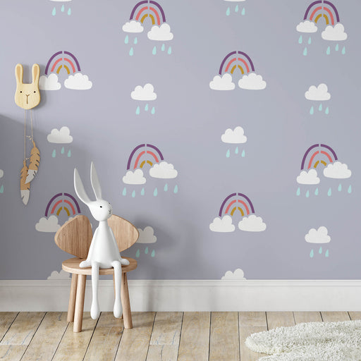 Rainbow Clouds Pattern Wall Stencil