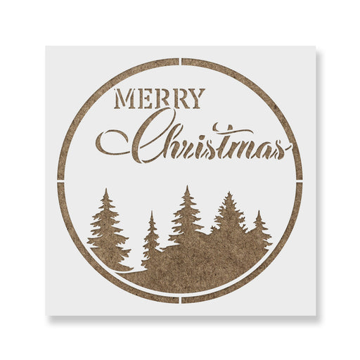 Round Merry Christmas Sign Stencil