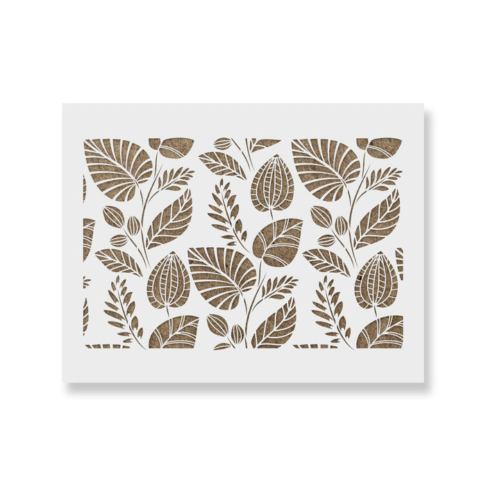 Scandinavian Palm Leaves Pattern Wall Stencil