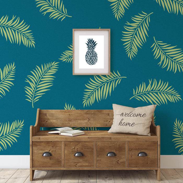 Single Palm Leaf Pattern Wall Stencils - Stencil Revolution