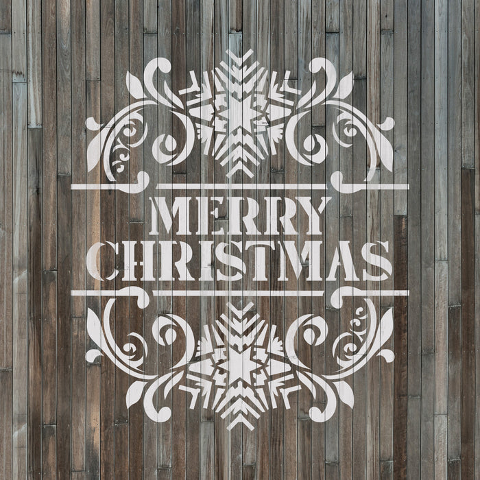 Snowflake Merry Christmas Wall Sign Stencil