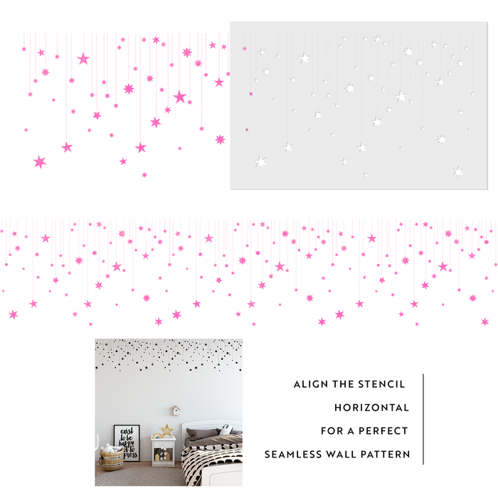 Starry Night Pattern Wall Stencil