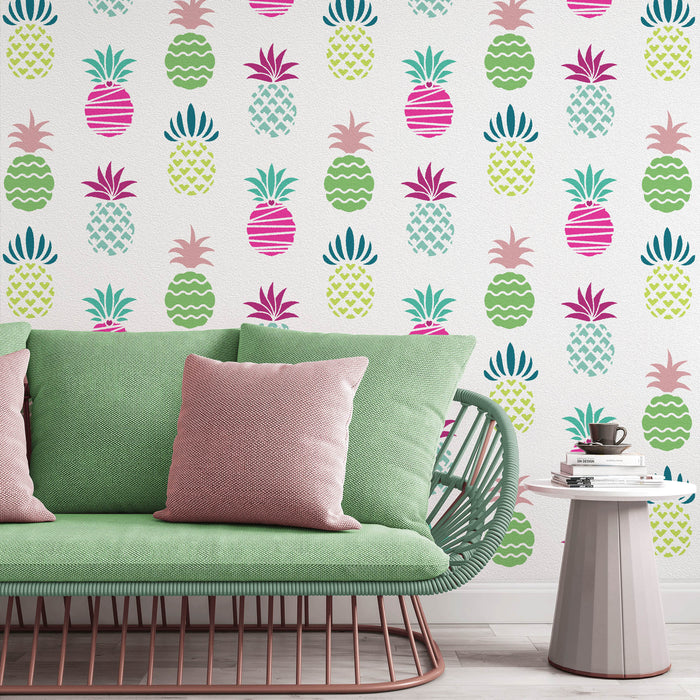 Styled Pineapple Pattern Wall Stencil