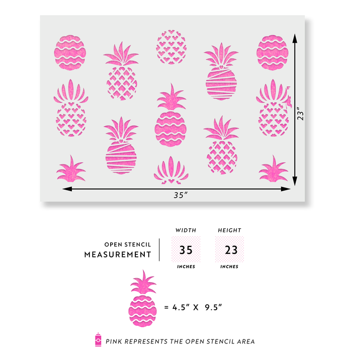 Styled Pineapple Pattern Wall Stencil