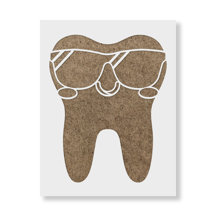 Tooth with Sunglasses Stencil