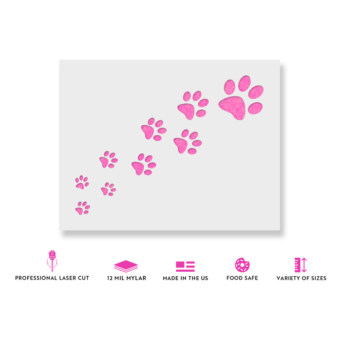 Trail of Paw Prints Stencil