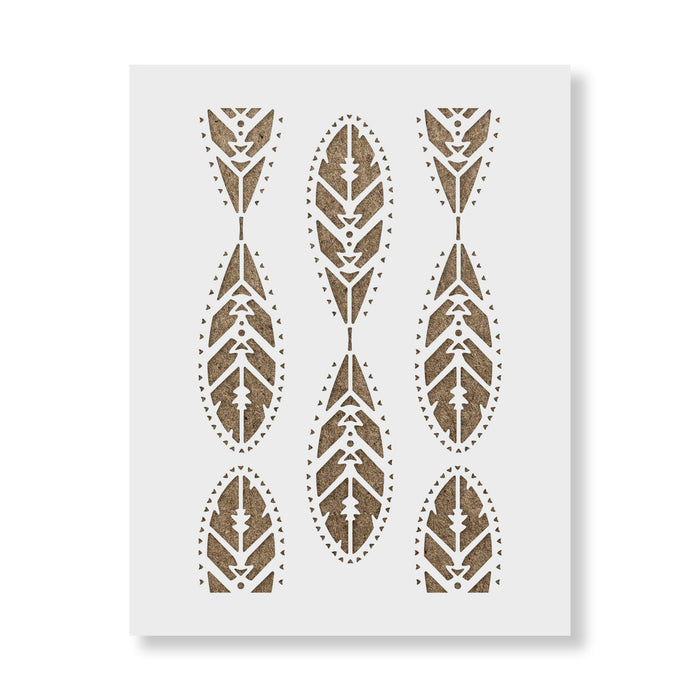 Tribal Paddle Pattern Wall Stencil